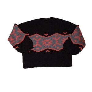 Repeat Womens Sweater Sz XXS Alpaca Wool Black Pink Oversized Warm Winter Fall